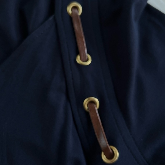 Carmen Marc Valvo Navy Cut and Sew
Faux Wrap Dress Size Large - Picture 10 of 12